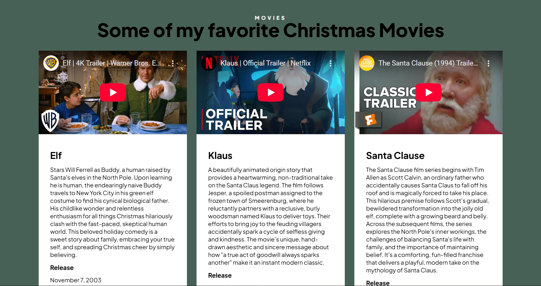 Screenshot of Christmas Responsive Project